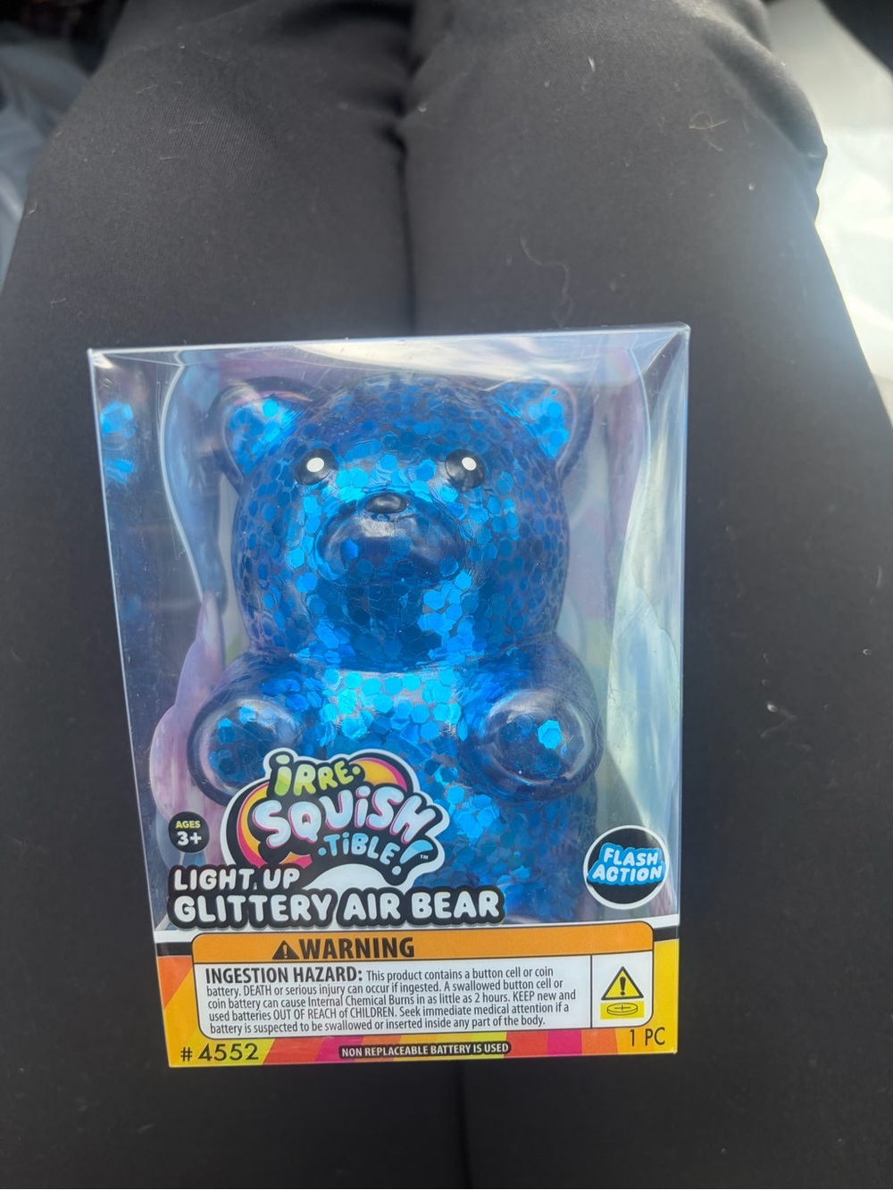 Squishy blue glittery light air bear